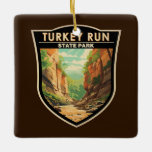 Ornement En Céramique Turquie Run State Park Indiana Travel Art Vintage<br><div class="desc">Turkey Run State Park dans un style vectoriel. Turkey Run comprend également un réseau de sentiers,  Rocky Hollow Falls Canyon Nature Preserve,  un pont suspendu traversant Sugar Creek,  des terrains de camping et d'autres aires de loisirs.</div>