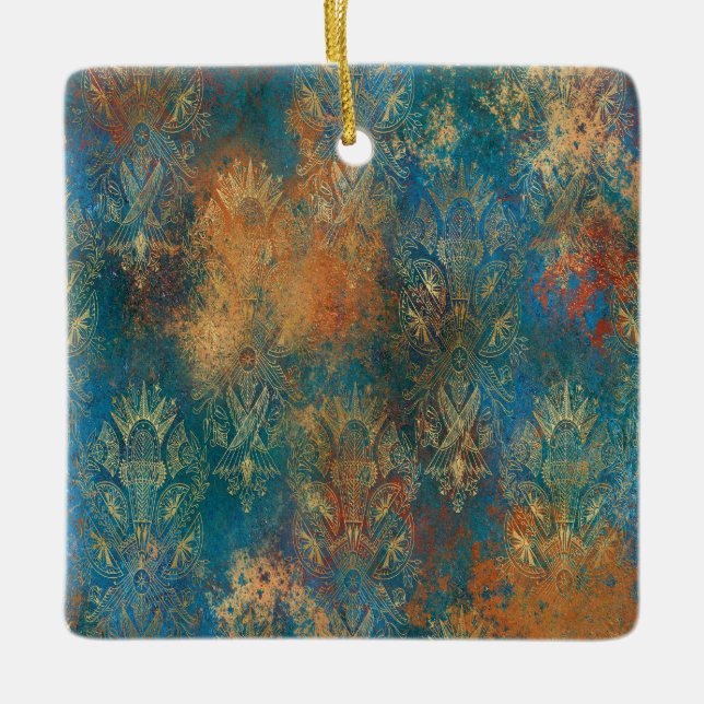 Ornement En Céramique Turquoise Cooper Patina (Devant)