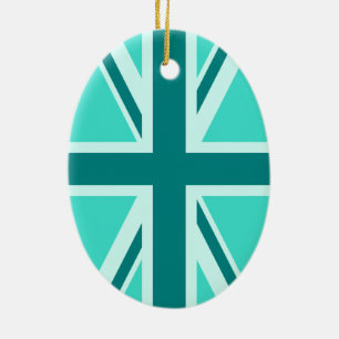 Ornement En Céramique Turquoise et Turquoise Union Jack 2