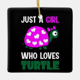 Ornement En Céramique Turtle Lover Une fille qui aime les tortues