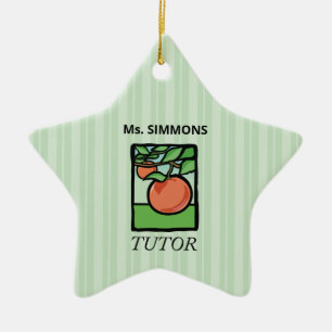 Ornement En Céramique Tuteur, Merci enseignant, Pomme
