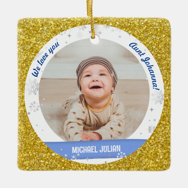 Ornement En Céramique Twins Boys Photos Tante Mignonne First Christmas B (Devant)