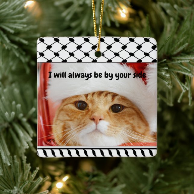 Ornement En Céramique Two Photo Custom Text Keffiyeh Free Palestine (Arbre)