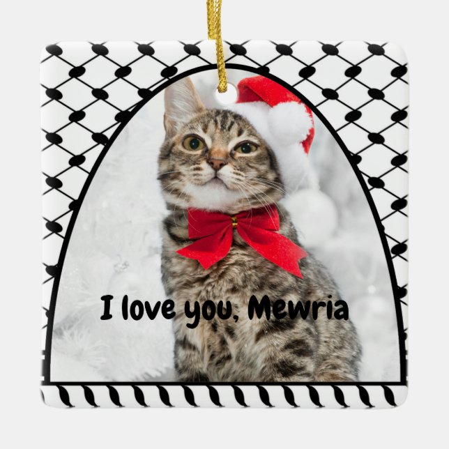 Ornement En Céramique Two Photo Custom Text Keffiyeh Free Palestine (Devant)