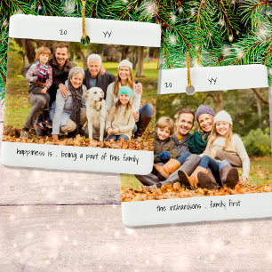 Ornement En Céramique Two Photo Happiness is .. Family Cute Minimalist