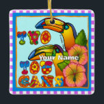 Ornement En Céramique Two Toucans<br><div class="desc">Two Toucans ornament by ArtMuvz Illustration. Matching toucans apparel and beach gifts.  To personalize  add your name or add text instead.  Customize this  Toucan ornament to make it uniquely yours or to give as a personalized gift</div>