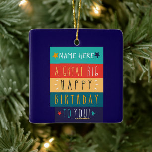 Ornement En Céramique Typographie personnalisée colorée Anniversaire