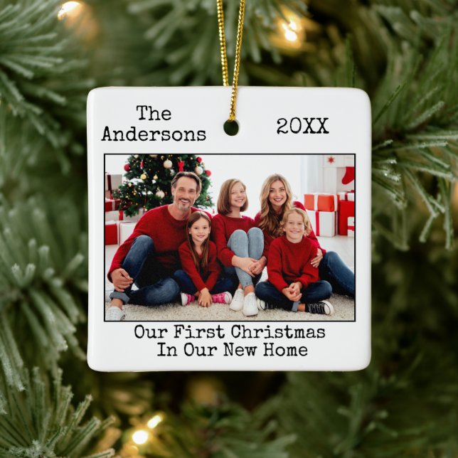 Ornement En Céramique Typographie Texte Photo Premier Noël Nouveau Accue (Arbre)