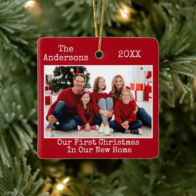 Ornement En Céramique Typographie Texte Premier Noël Nouveau Accueil Pho (Arbre)