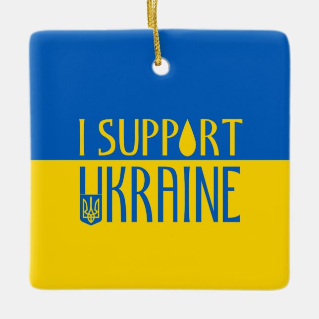 Ornement En Céramique Ukraine drapeau bleu jaune soutien emblème goutte  (Devant)