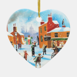 Ornement En Céramique Un grippe-sou de chant de Noël et un Tim minuscul