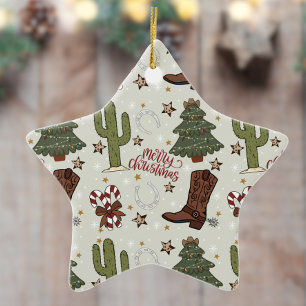 Ornement En Céramique Un joyeux Noël de cowboy