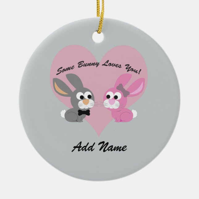 Ornement En Céramique Un lapin T'Aime ! (Devant)