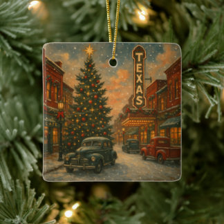 Ornement En Céramique Un merveilleux Noël dans les rues du Texas