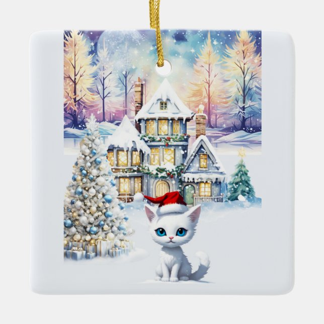 ORNEMENT EN CÉRAMIQUE UN TRÈS KIT KAT CHRISTMAS (Devant)