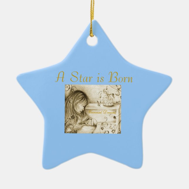 Ornement En Céramique Une étoile est Born Blue Ceramic Star Ornament (Devant)