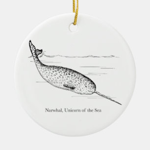 Ornement En Céramique Unicorne de baleine de Narwhal de la mer