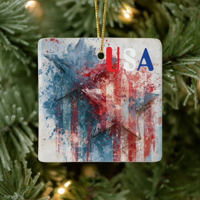 Ornement en céramique USA (Arbre)