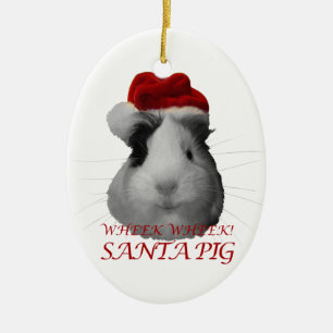 Ornement En Céramique Vacances de Noël de cobaye de porc du père noël