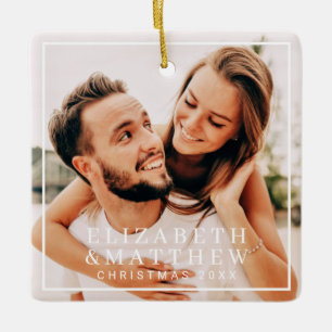 Ornement En Céramique Vacances photo simple Cadre moderne chic en couple