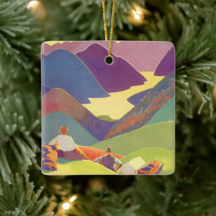 Ornement En Céramique Vacances vintages en famille, Pique-nique dans les