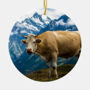 Ornement En Céramique Vache à Grindelwald - Alpes de Bernese - la Suiss