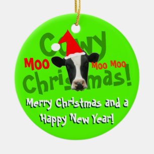 Ornement En Céramique Vache drôle à Père Noël de Noël de Cowy