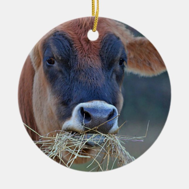 Ornement En Céramique Vache du Jersey (Devant)