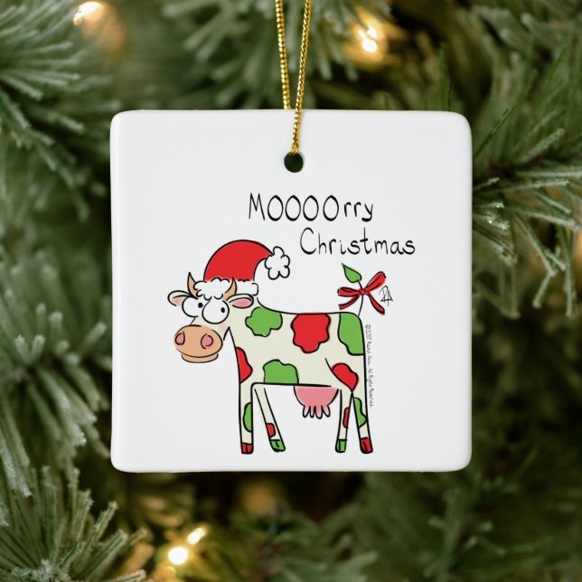 Ornement En Céramique Vache Noël mignon Enfants (Arbre)