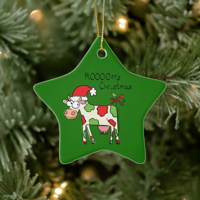 Ornement En Céramique Vache Noël mignon Enfants (Arbre)