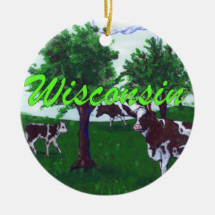 Ornement En Céramique Vaches du Wisconsin