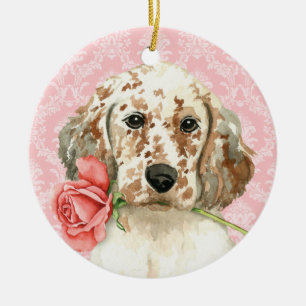 Ornement En Céramique Valentine Rose Anglais Setter