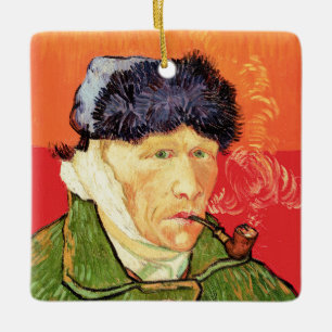 Ornement En Céramique Van Gogh - Autoportrait avec l'oreille bandée et p
