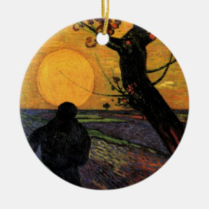 Ornement En Céramique Van Gogh; Le Semeur, Paysan Agriculteur de Vintage