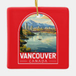 Ornement En Céramique Vancouver Canada Travel Art Vintage<br><div class="desc">Conception de déplacement vectoriel rétro de Vancouver. Vancouver,  port maritime de la côte ouest en pleine effervescence en Colombie-Britannique,  est l’une des villes les plus denses et les plus diversifiées du Canada sur le plan ethnique.</div>