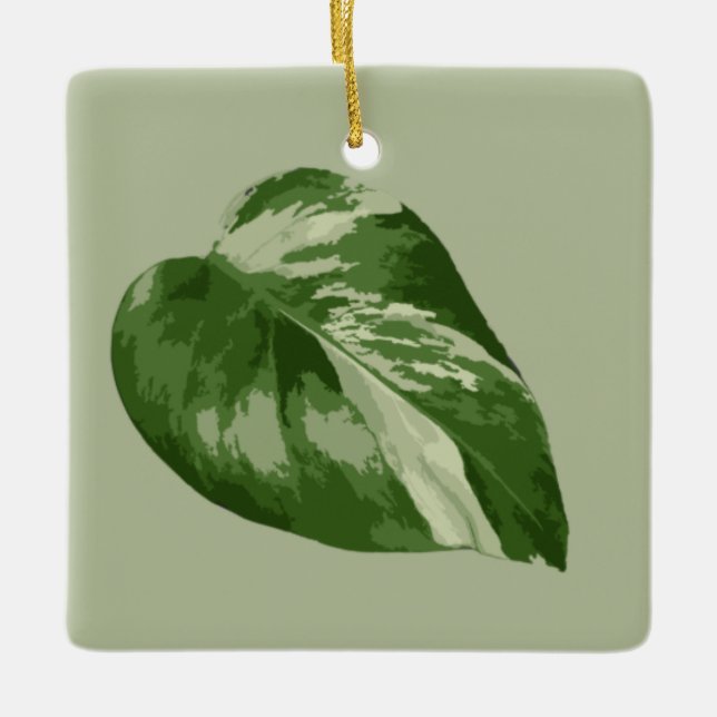 Ornement En Céramique Variegated Monstera Leaf Ornament (Devant)