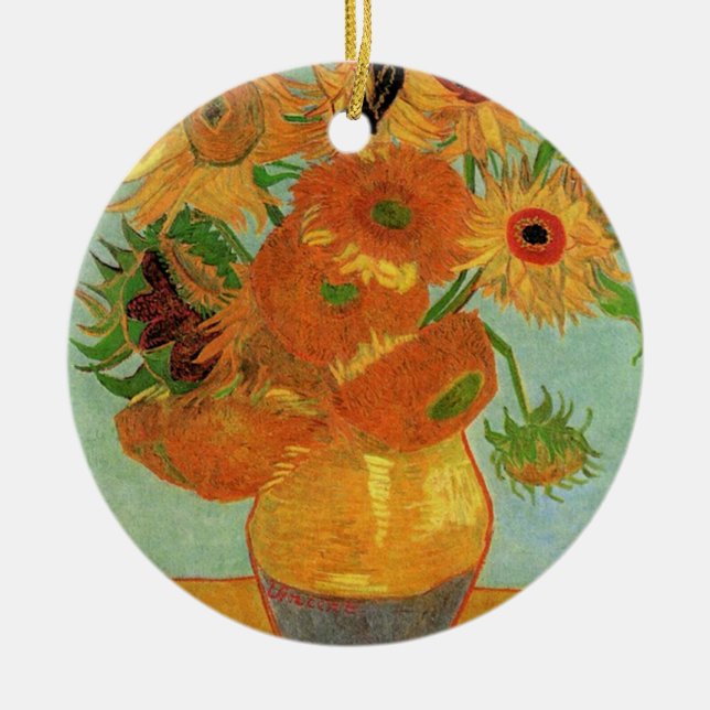 Ornement En Céramique Vase avec douze tournesols, Vincent van Gogh. (Devant)