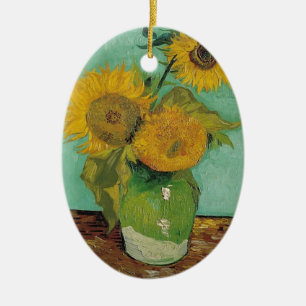 Ornement En Céramique Vase avec trois tournesols, Vincent van Gogh