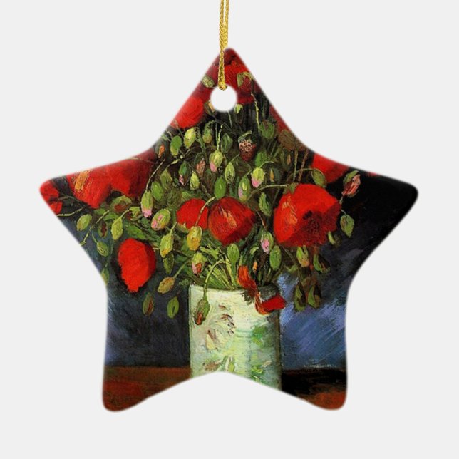 Ornement En Céramique Vase par Red Poppies Vincent van Gogh (Devant)