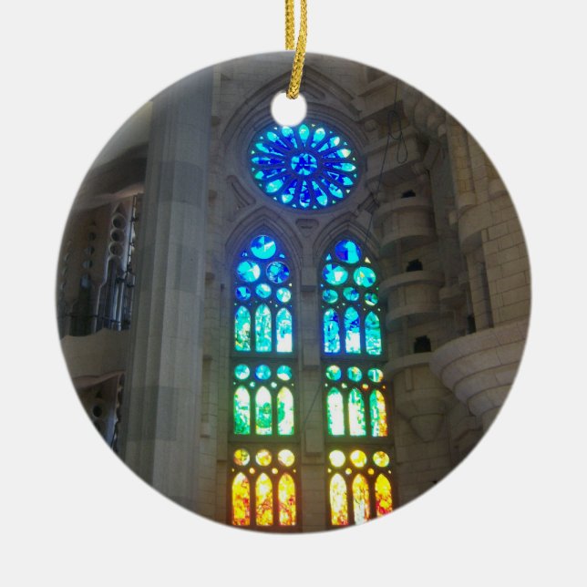 Ornement En Céramique Verre souillé orange et de bleu (Devant)