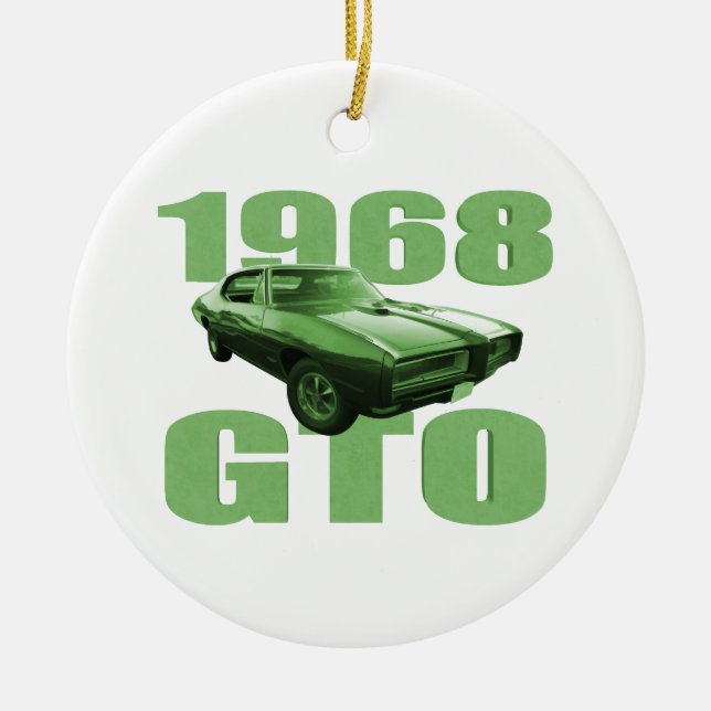 Ornement En Céramique Vert 1968 de voiture de muscle de Pontiac GTO (Devant)