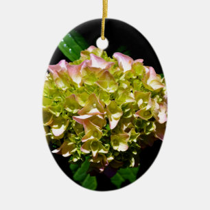 Ornement En Céramique Vert jaune rose Hydrangea rose fleur jaune rose