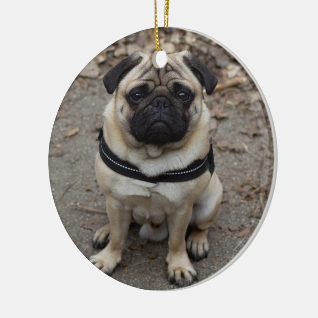Ornement En Céramique Very Serious Pug (Gauche)