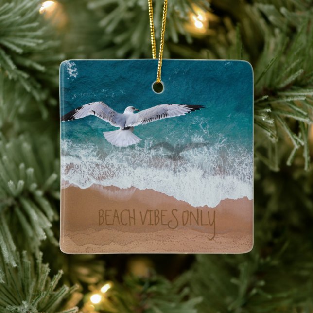 Ornement En Céramique Vibes De Plage Sur Mesure D'Écriture De Sable Seul (Arbre)