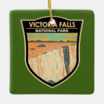 Ornement En Céramique Victoria Falls National Park Travel Art Vintage<br><div class="desc">Victoria Falls dans un style vectoriel. Située à la frontière entre la Zambie et le Zimbabwe,  elle est l'une des plus grandes cascades du monde,  avec une largeur de 1 708 m.</div>