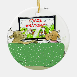 Ornement En Céramique Vidéo de la télévision de vache Drôle dessin animé