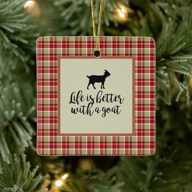 Ornement En Céramique Vie Meilleure Avec Plaid De Chèvre (Arbre)