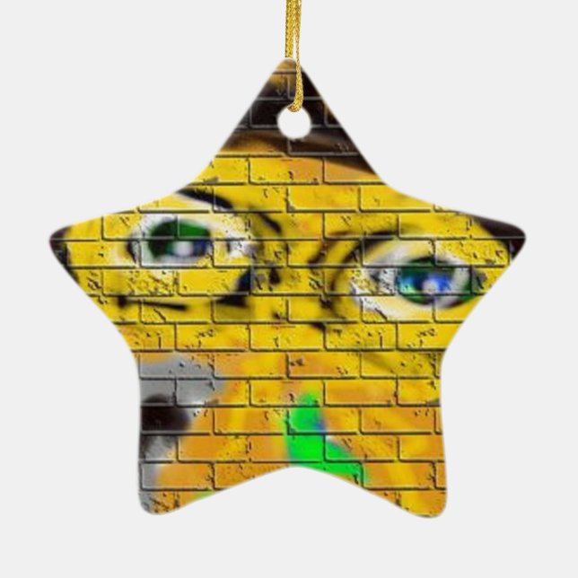 Ornement En Céramique Vieux Visage Vélo Sage, Graffiti Art (Dos)