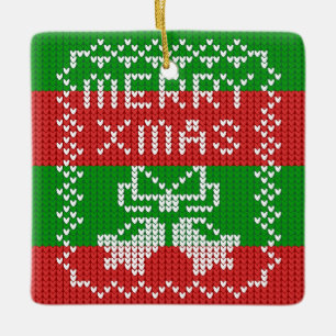 Ornement En Céramique Vilain pull motif sonnettes Joyeux fils Xmas