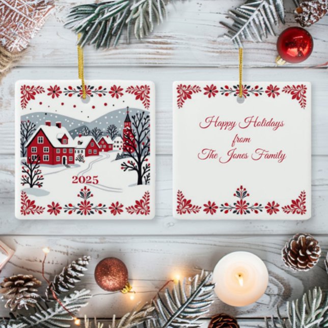 Ornement En Céramique Village scandinave nordique (Créateur téléchargé)